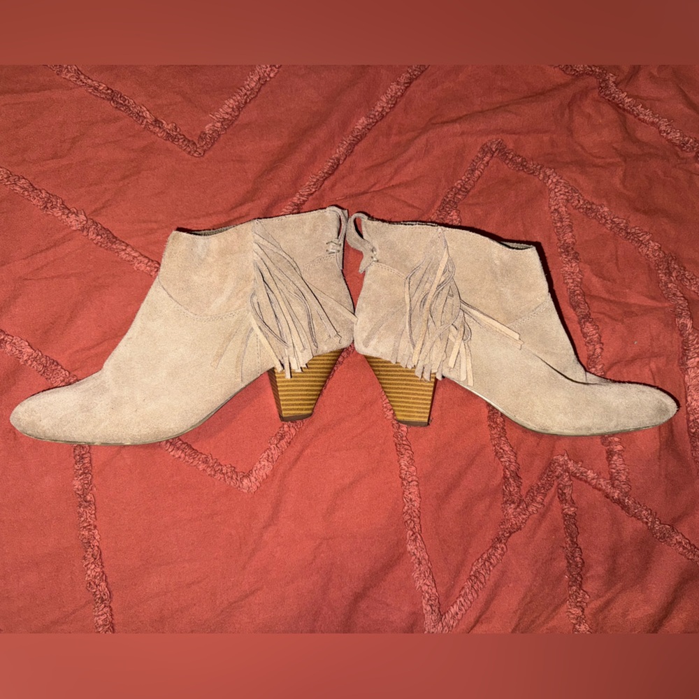 American Eagle Outfitters Fringe Suede Ankle Boots - Tan